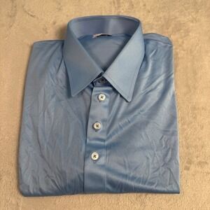 NWOT Collars & Co Mens Dress Collar Polo Short Sleeve Shirt L Purple Blue Plaid